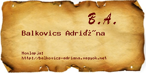 Balkovics Adriána névjegykártya